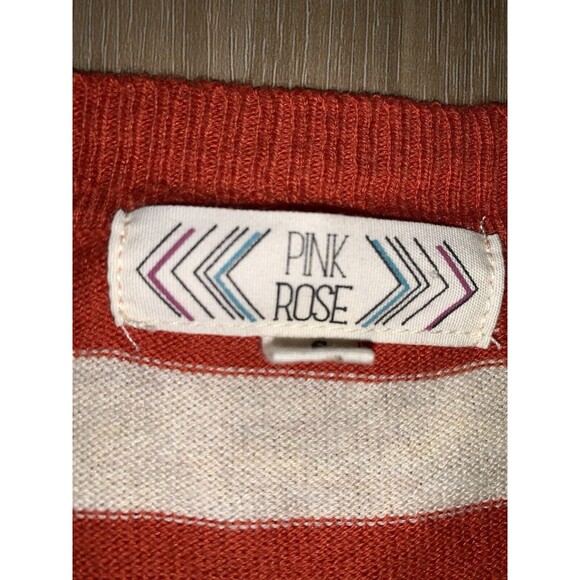 Pink Rose, Orange Owl And White Stripe Sweater Dress Sz SMALL - Picture 4 of 9
